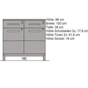 Moderne Kommode mit Türen und Schubladen Kernbuche