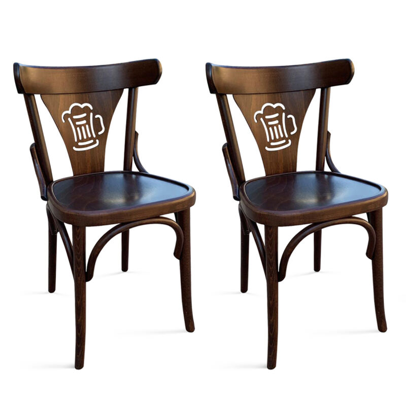 Esszimmerstuhl Holz mit Bier Symbol (2er-Set)