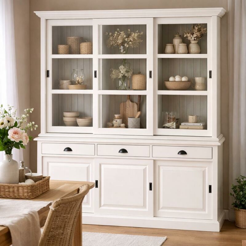 Buffetschrank mit Schiebetüren weiß shabby