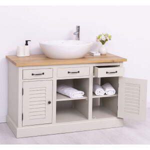 Vintage Waschtisch mit Aufsatzbecken Massivholz