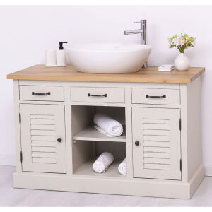 Vintage Waschtisch mit Aufsatzbecken Massivholz