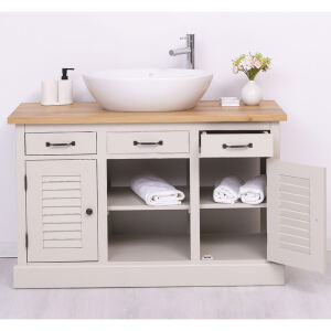 Vintage Waschtisch mit Aufsatzbecken Massivholz
