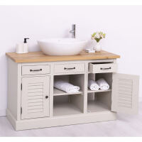 Vintage Waschtisch mit Aufsatzbecken Massivholz