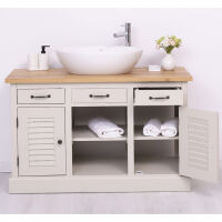 Vintage Waschtisch mit Aufsatzbecken Massivholz