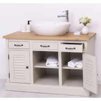 Vintage Waschtisch mit Aufsatzbecken Massivholz
