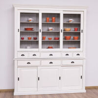 Vitrine mit Schiebetüren braungrau altweiß Shabby