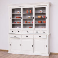 Vitrine mit Schiebetüren braungrau altweiß Shabby
