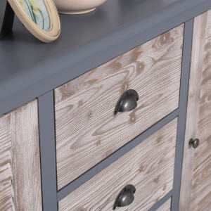 Vintage Sideboard mit Lamellentüren fehgrau