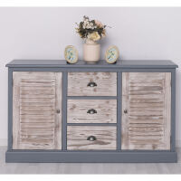 Vintage Sideboard mit Lamellentüren fehgrau