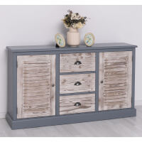 Vintage Sideboard mit Lamellentüren fehgrau