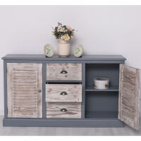 Vintage Sideboard mit Lamellentüren fehgrau