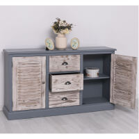 Vintage Sideboard mit Lamellentüren fehgrau