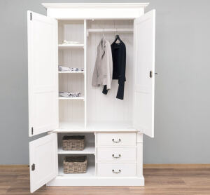 Weißer Landhausstil Kleiderschrank mit Schubladen