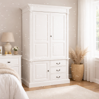 Weißer Landhausstil Kleiderschrank mit Schubladen
