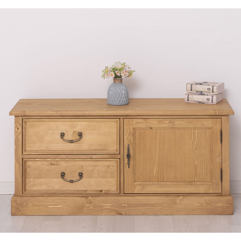 TV Schrank Holz Vintage hellbraun gewachst