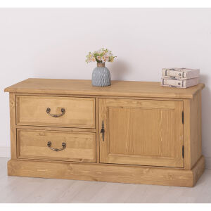 TV Schrank Holz Vintage hellbraun gewachst