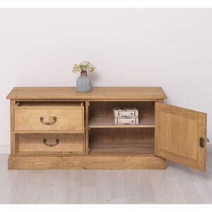 TV Schrank Holz Vintage hellbraun gewachst