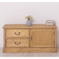 TV Schrank Holz Vintage hellbraun gewachst
