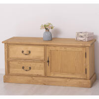 TV Schrank Holz Vintage hellbraun gewachst