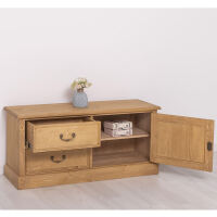 TV Schrank Holz Vintage hellbraun gewachst