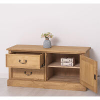 TV Schrank Holz Vintage hellbraun gewachst