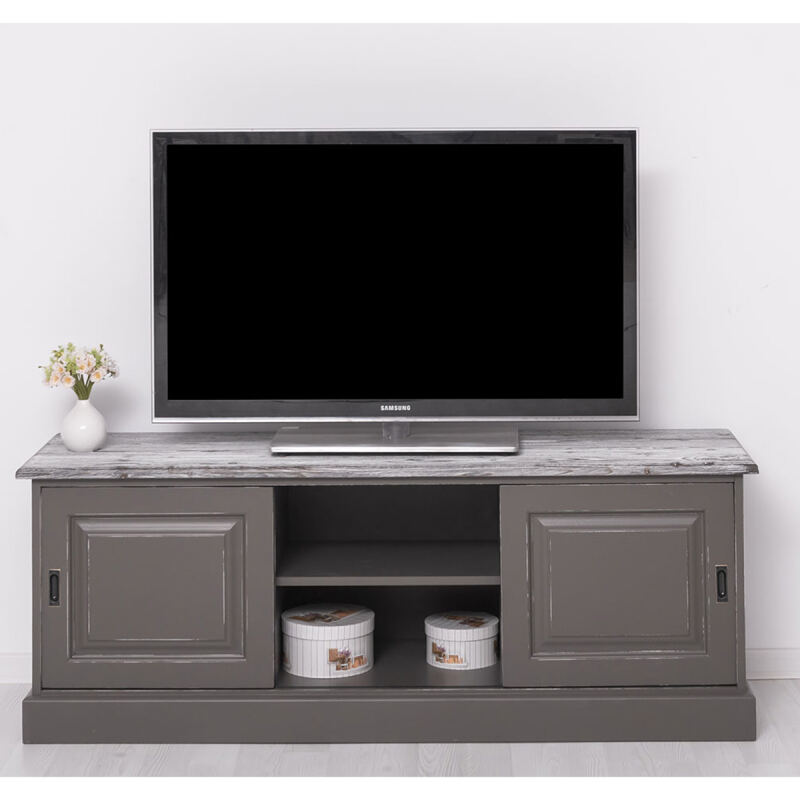 TV Lowboard Vintage mit Schiebetüren aschbraun