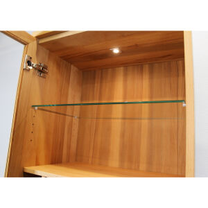 Moderne Glasvitrine mit Weineinsatz Kernbuche