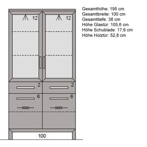 Exklusive Esszimmer Vitrine Kernbuche massiv