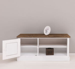 Massives TV-Lowboard mit Landhausoptik - Eichenplatte gewachst