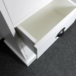 Schmale Flur Kommode Landhausstil altweiß, Muschelgriffe