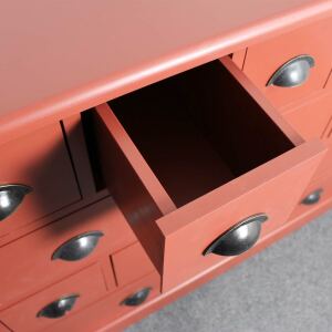 Apotheker Kommode Landhausstil bordeaux rot