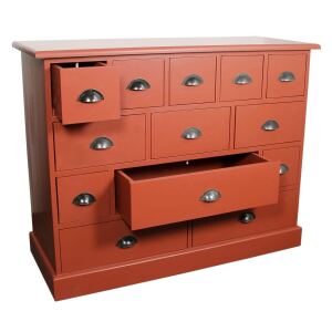 Apotheker Kommode Landhausstil bordeaux rot