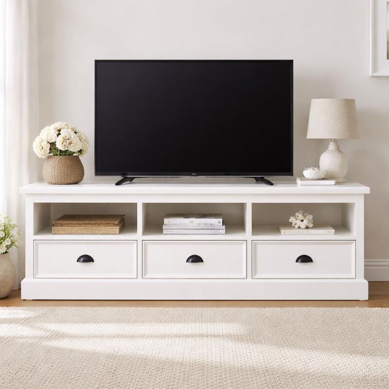 Landhaus TV Board mit Schubladen Shabby Chic weiÃŸ
