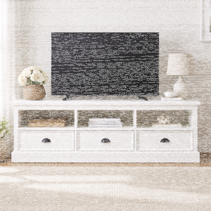 Landhaus TV Board mit Schubladen Shabby Chic weiß