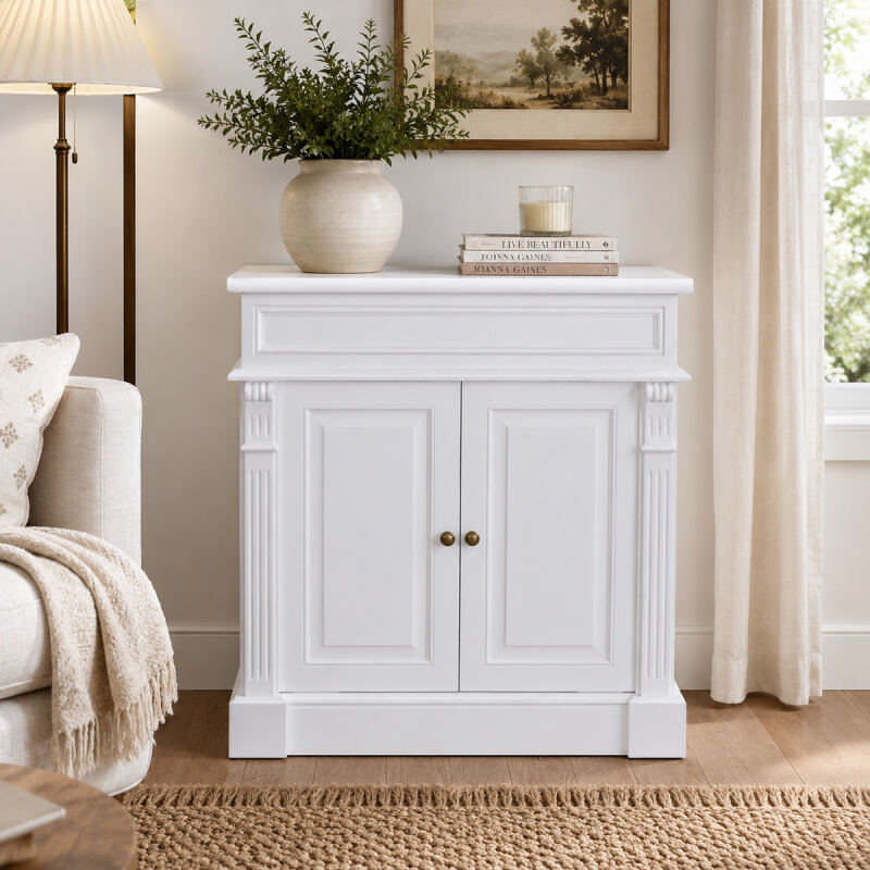 Kommode Landhausstil weiß aus Massivholz – 90 cm