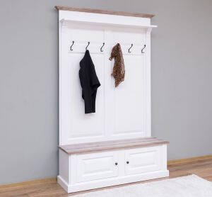 Nostalgische Landhaus Garderobe - Eichenplatte, Eichenkranz