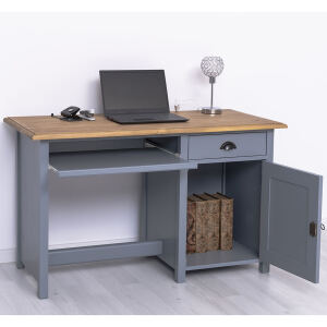 Landhaus Schreibtisch fehgrau mit Tastaturauszug