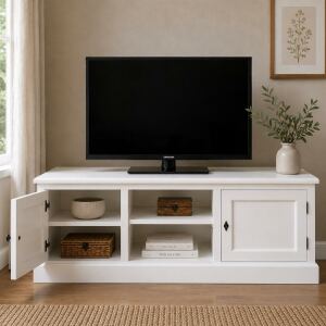 Massivholz TV Sideboard Landhausstil altweiß