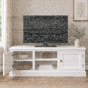 Massivholz TV Sideboard Landhausstil altweiß