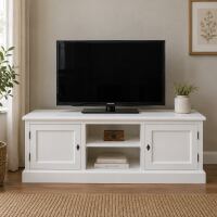 Massivholz TV Sideboard Landhausstil altweiß