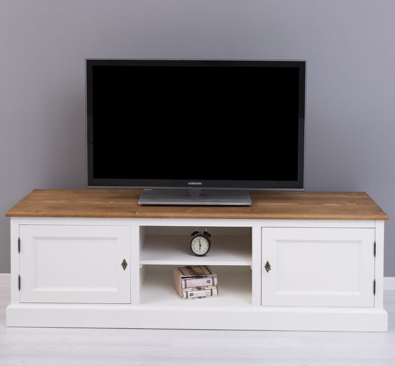 Landhaus TV Board altweiß-braun gewachst