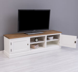 Landhaus TV Board altweiß-braun gewachst
