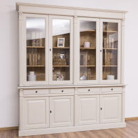 Landhaus Bücherschrank mit Glastüren cremegrau
