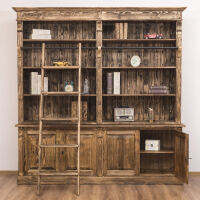 Rustikales Bücherregal mit Leiter Massivholz