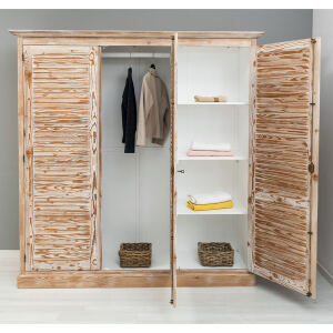 Vintage Kleiderschrank im Landhausstil weiß braun tief gebürstet