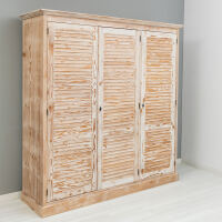 Vintage Kleiderschrank im Landhausstil weiß braun tief gebürstet