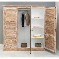 Vintage Kleiderschrank im Landhausstil weiß braun tief gebürstet