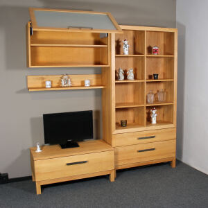 TV Wand modern aus massiver Buche geölt