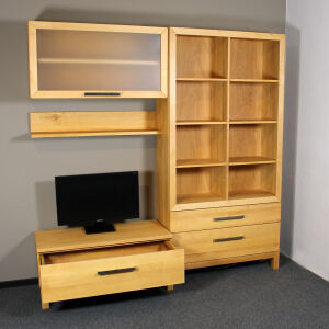 TV Wand modern aus massiver Buche geölt