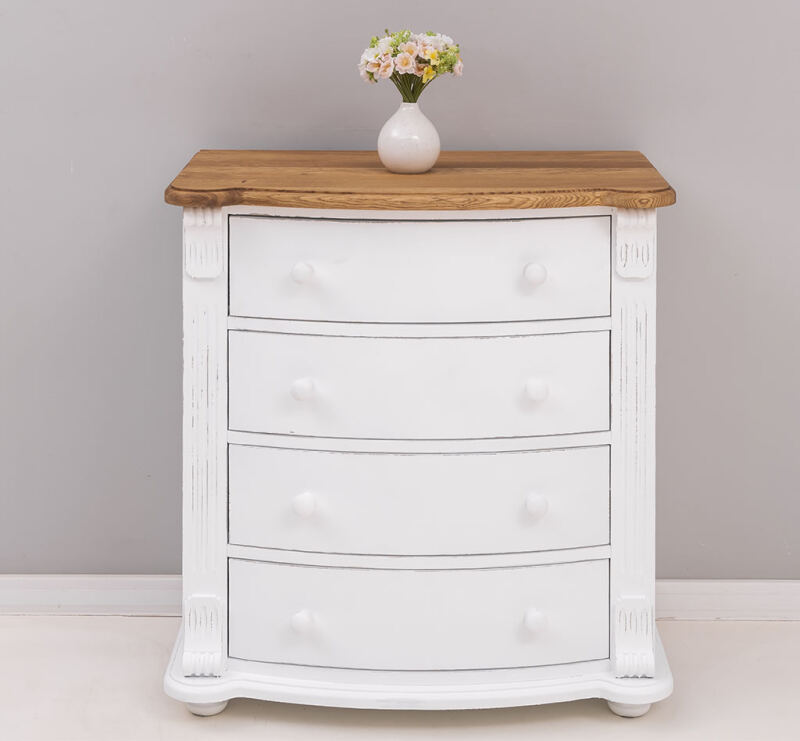 Kommode Salzburg im Landhausstil Shabby Chic weiß antik look, Eichenplatte